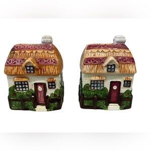 Vintage English Cottage Salt & Pepper Shakers Porcelain